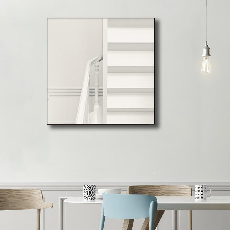 Architecture Interior View Canvas Soft White Minimalism Wall Art Print for Sitting Room Ivory Clearhalo 'Art Gallery' 'Canvas Art' 'Contemporary Art Gallery' 'Modern' Arts' 1759577
