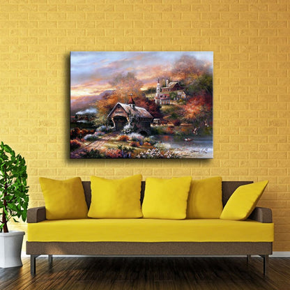 Forest Cottage Wall Decor Impressionism Style Canvas Art Print, Multiple Sizes Available Brown Clearhalo 'Arts' 'Canvas Art' 1759585
