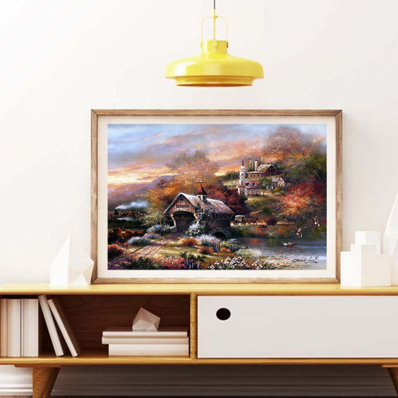 Forest Cottage Wall Decor Impressionism Style Canvas Art Print, Multiple Sizes Available Clearhalo 'Arts' 'Canvas Art' 1759587