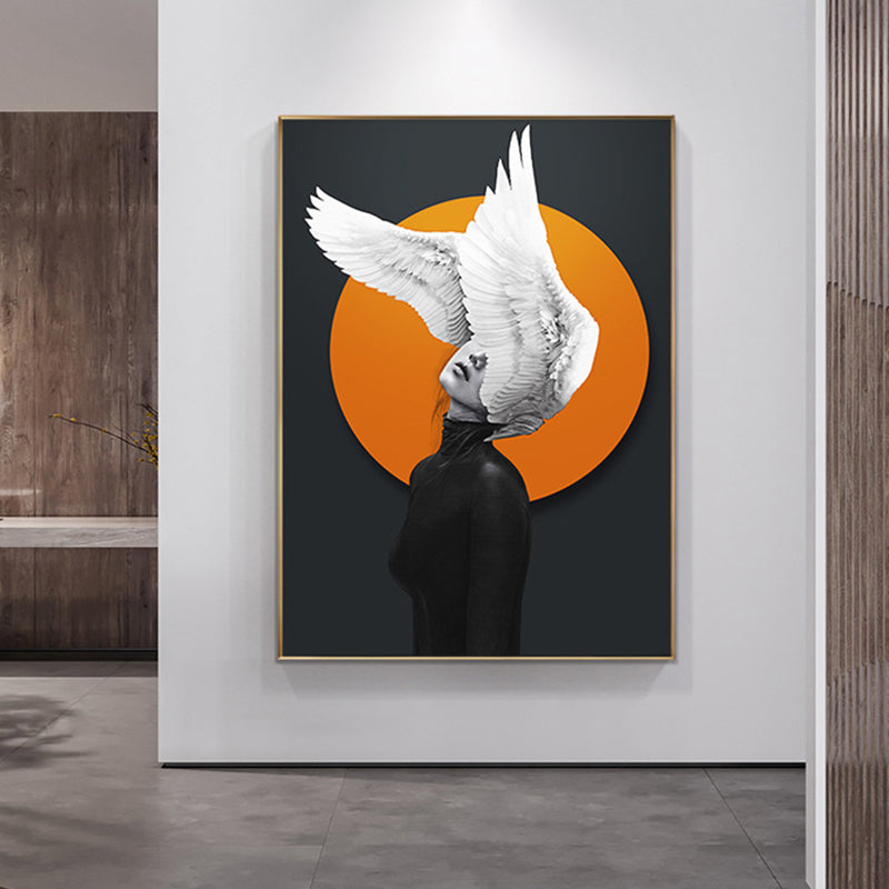 Soft Color Stylish Girl Canvas Contemporary Textured Wall Art Decor for Living Room Grey Clearhalo 'Art Gallery' 'Canvas Art' 'Contemporary Art Gallery' 'Modern' Arts' 1759599