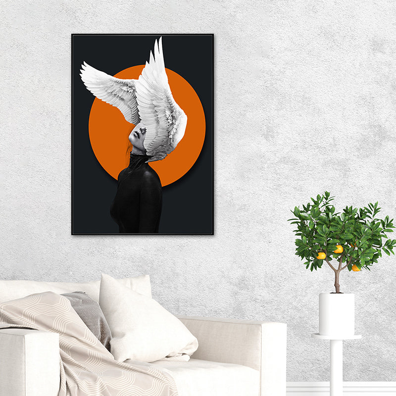 Soft Color Stylish Girl Canvas Contemporary Textured Wall Art Decor for Living Room Clearhalo 'Art Gallery' 'Canvas Art' 'Contemporary Art Gallery' 'Modern' Arts' 1759600