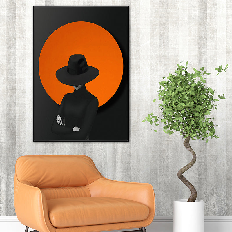 Soft Color Stylish Girl Canvas Contemporary Textured Wall Art Decor for Living Room Black Clearhalo 'Art Gallery' 'Canvas Art' 'Contemporary Art Gallery' 'Modern' Arts' 1759603