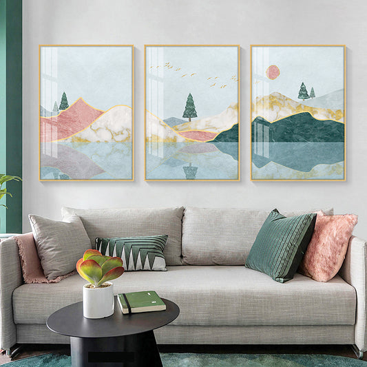 Pastel Mountain Landscape Canvas Art Nature Scenery Kids Multi-Piece Wall Decor for Room Blue Clearhalo 'Art Gallery' 'Canvas Art' 'Kids' Arts' 1759614