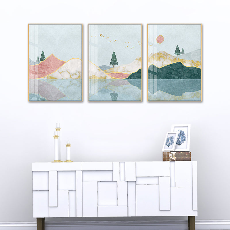 Pastel Mountain Landscape Canvas Art Nature Scenery Kids Multi-Piece Wall Decor for Room Clearhalo 'Art Gallery' 'Canvas Art' 'Kids' Arts' 1759615