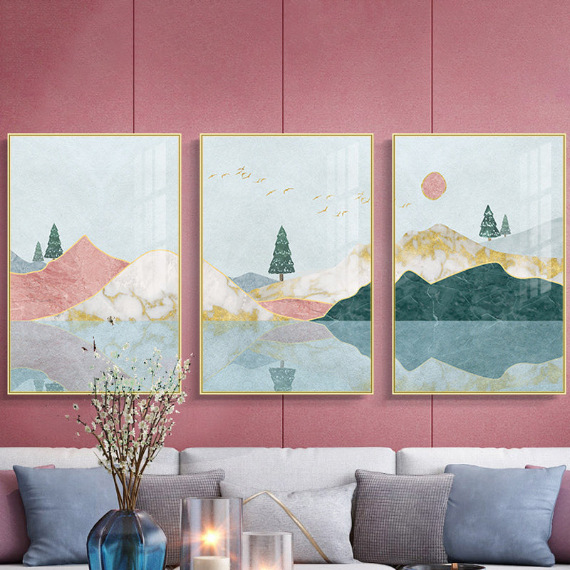 Pastel Mountain Landscape Canvas Art Nature Scenery Kids Multi-Piece Wall Decor for Room Clearhalo 'Art Gallery' 'Canvas Art' 'Kids' Arts' 1759616