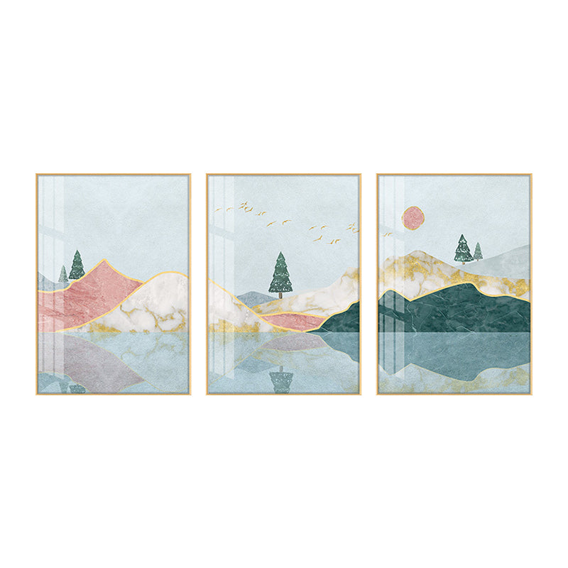 Pastel Mountain Landscape Canvas Art Nature Scenery Kids Multi-Piece Wall Decor for Room Clearhalo 'Art Gallery' 'Canvas Art' 'Kids' Arts' 1759617