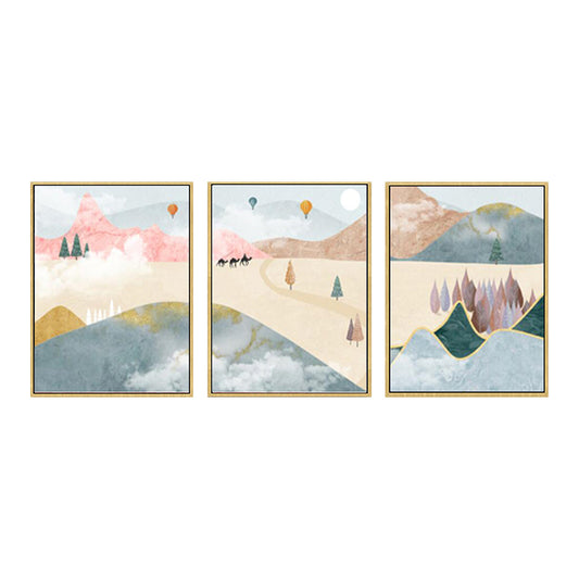 Pastel Mountain Landscape Canvas Art Nature Scenery Kids Multi-Piece Wall Decor for Room Clearhalo 'Art Gallery' 'Canvas Art' 'Kids' Arts' 1759624