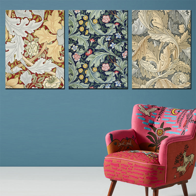 Art Nouveau Flower Print Painting Canvas Textured Light Color Wall Decor for Guest Room Clearhalo 'Arts' 'Canvas Art' 1759644