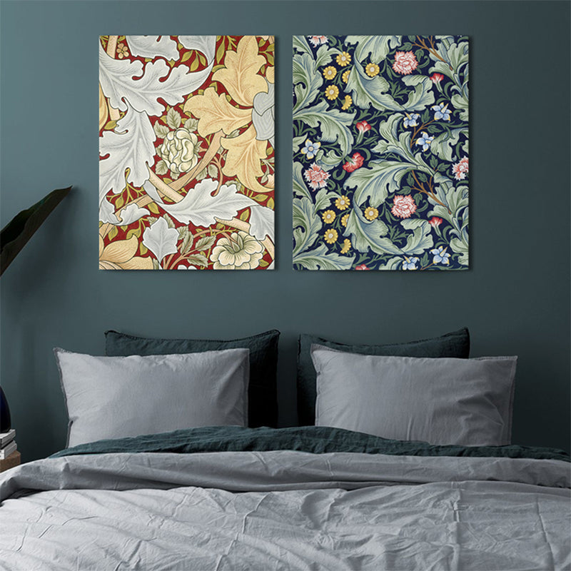 Art Nouveau Flower Print Painting Canvas Textured Light Color Wall Decor for Guest Room Clearhalo 'Arts' 'Canvas Art' 1759645