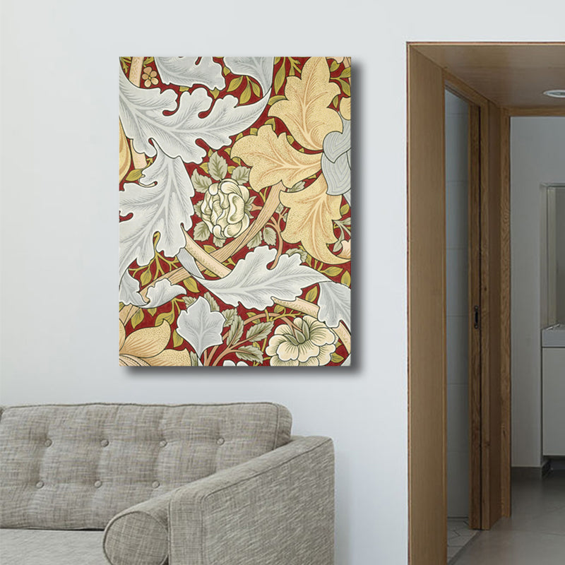 Art Nouveau Flower Print Painting Canvas Textured Light Color Wall Decor for Guest Room Brown Clearhalo 'Arts' 'Canvas Art' 1759646