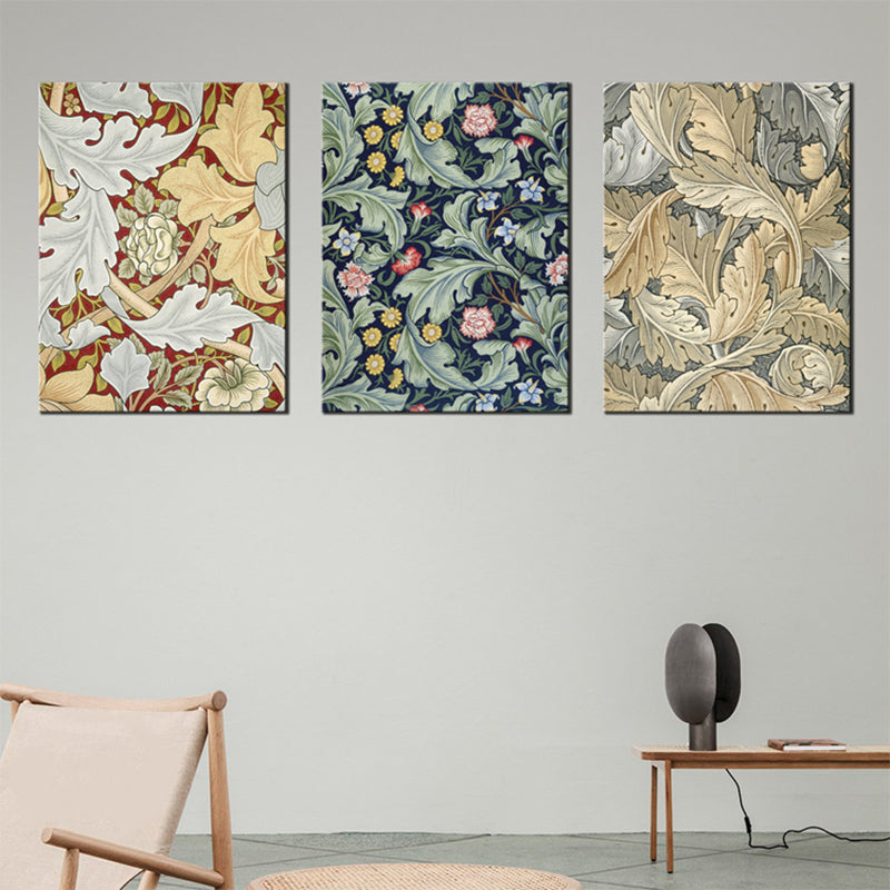 Art Nouveau Flower Print Painting Canvas Textured Light Color Wall Decor for Guest Room Clearhalo 'Arts' 'Canvas Art' 1759650