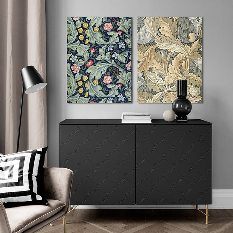 Art Nouveau Flower Print Painting Canvas Textured Light Color Wall Decor for Guest Room Clearhalo 'Arts' 'Canvas Art' 1759651