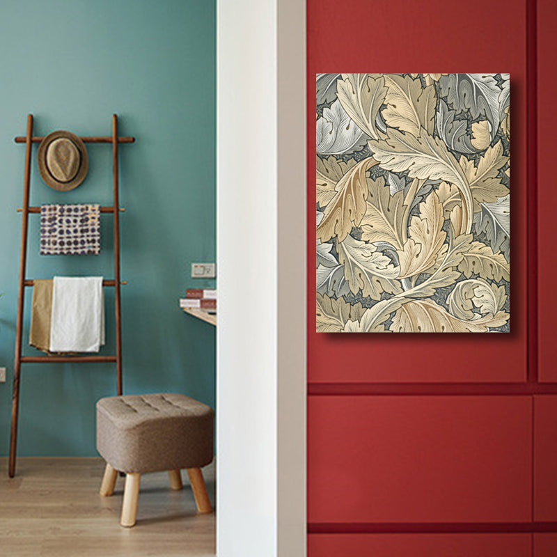 Art Nouveau Flower Print Painting Canvas Textured Light Color Wall Decor for Guest Room Yellow Clearhalo 'Arts' 'Canvas Art' 1759654