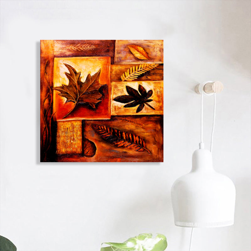 Soft Color Botanical Pattern Painting Textured Wall Art Decor for Bedroom, Multiple Sizes Brown Clearhalo 'Arts' 'Canvas Art' 1759673