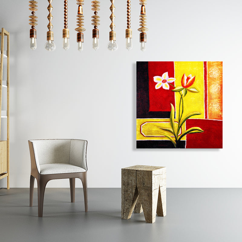 Soft Color Botanical Pattern Painting Textured Wall Art Decor for Bedroom, Multiple Sizes Clearhalo 'Arts' 'Canvas Art' 1759678