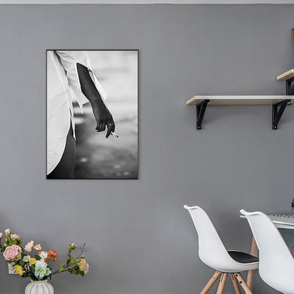 Smoking Close-Up Scenery Painting Black Canvas Wall Art Print Textured, Multiple Sizes Black Clearhalo 'Arts' 'Canvas Art' 1759703