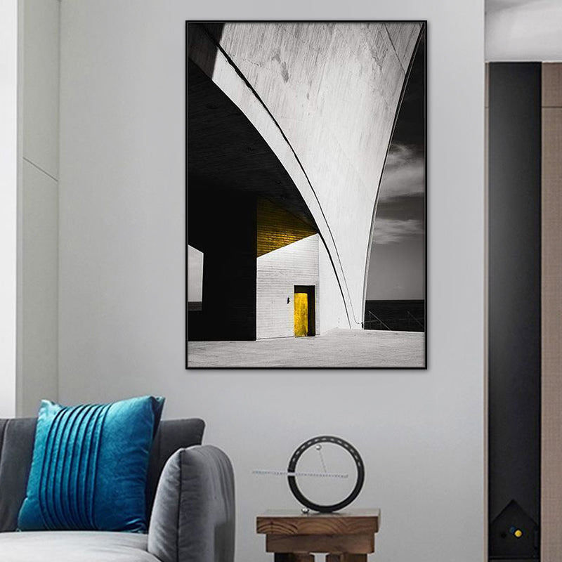 Pastel Color Novel Building Canvas Vintage Style Textured Wall Decor for Living Room Black Clearhalo 'Arts' 'Canvas Art' 1759711