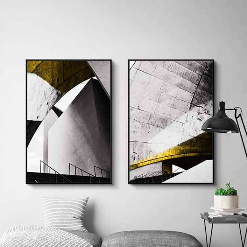Pastel Color Novel Building Canvas Vintage Style Textured Wall Decor for Living Room Clearhalo 'Arts' 'Canvas Art' 1759718