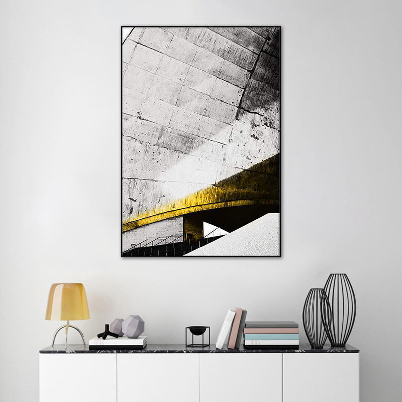 Pastel Color Novel Building Canvas Vintage Style Textured Wall Decor for Living Room Grey Clearhalo 'Arts' 'Canvas Art' 1759719