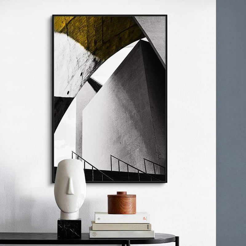Pastel Color Novel Building Canvas Vintage Style Textured Wall Decor for Living Room Dark Gray Clearhalo 'Arts' 'Canvas Art' 1759722