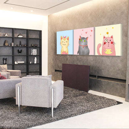 Kawaii Pet Wall Art Set Baby Room Animals Pattern Canvas Print in Soft Color, Set of 3 Blue Clearhalo 'Art Gallery' 'Canvas Art' 'Kids' Arts' 1759792