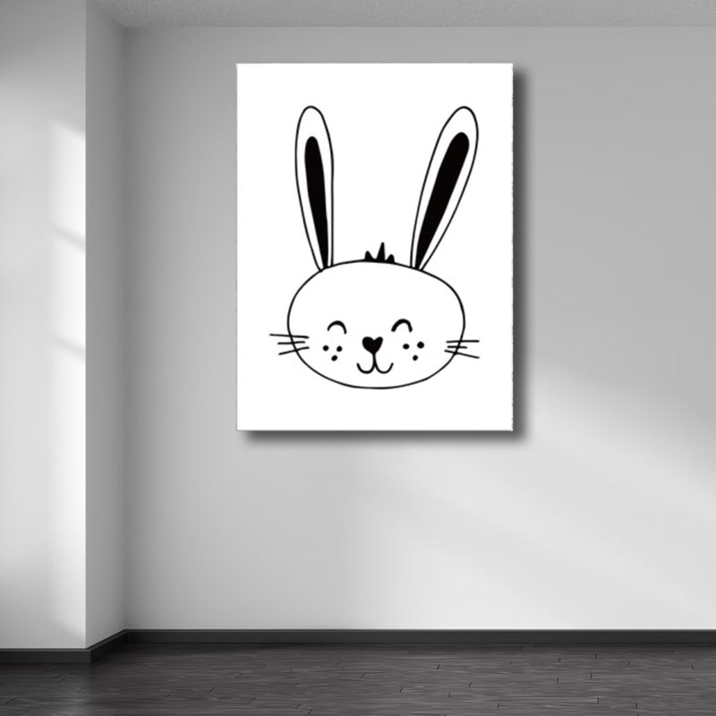 Kids Style Rabbit Wall Art Canvas Textured Pastel Color Painting for Children's Room White Clearhalo 'Art Gallery' 'Canvas Art' 'Kids' Arts' 1759807