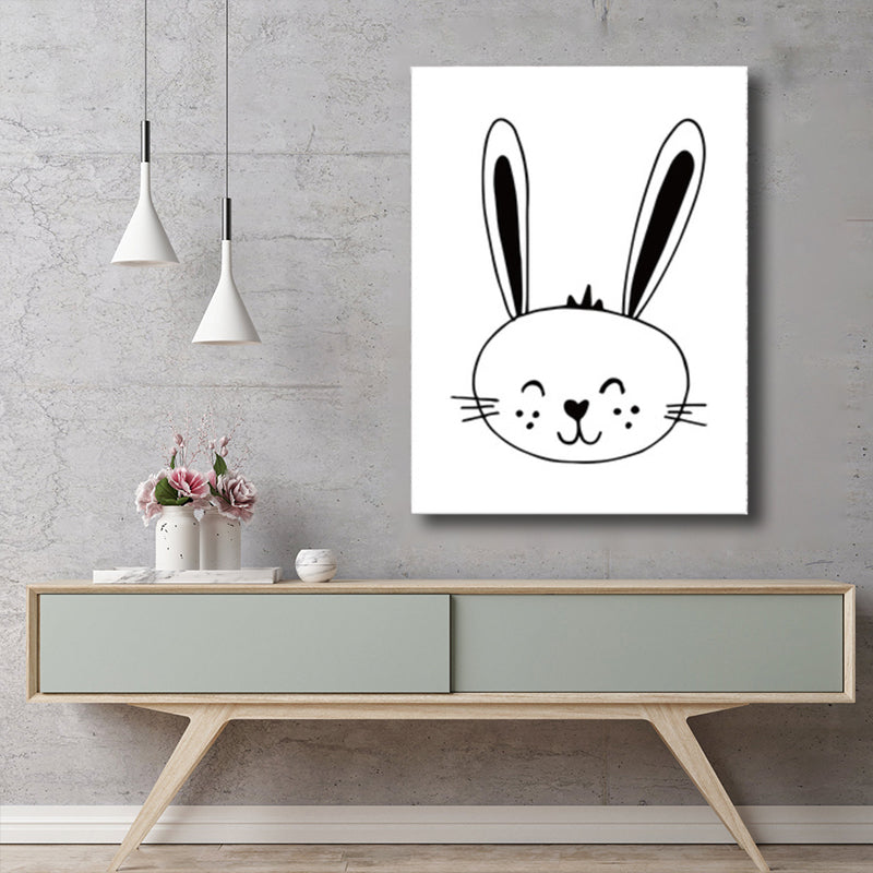 Kids Style Rabbit Wall Art Canvas Textured Pastel Color Painting for Children's Room Clearhalo 'Art Gallery' 'Canvas Art' 'Kids' Arts' 1759808