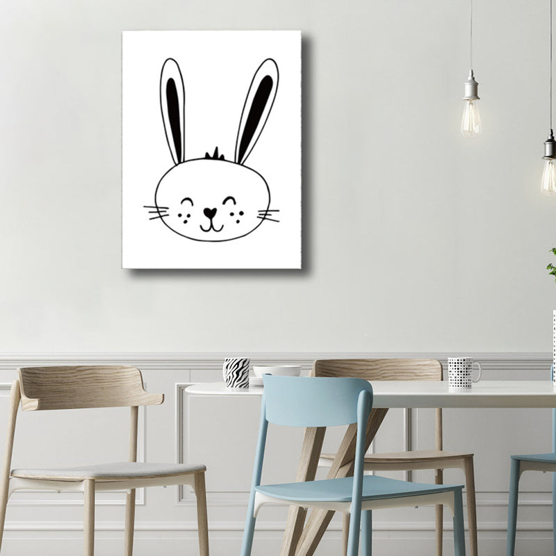 Kids Style Rabbit Wall Art Canvas Textured Pastel Color Painting for Children's Room Clearhalo 'Art Gallery' 'Canvas Art' 'Kids' Arts' 1759809