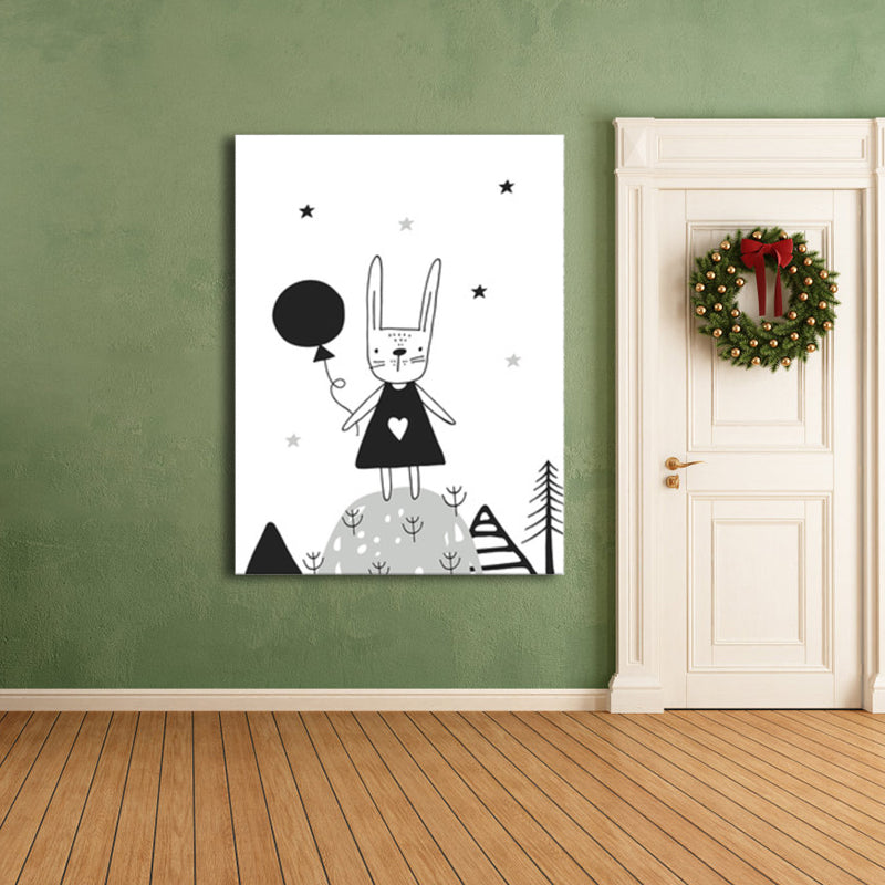 Kids Style Rabbit Wall Art Canvas Textured Pastel Color Painting for Children's Room Clearhalo 'Art Gallery' 'Canvas Art' 'Kids' Arts' 1759815