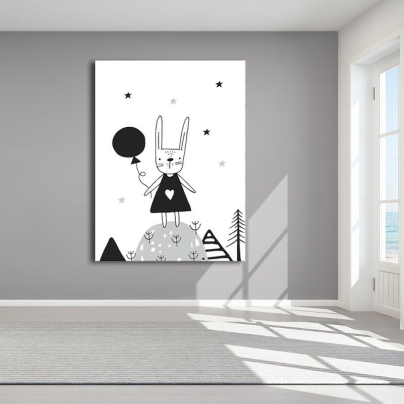 Kids Style Rabbit Wall Art Canvas Textured Pastel Color Painting for Children's Room Clearhalo 'Art Gallery' 'Canvas Art' 'Kids' Arts' 1759816