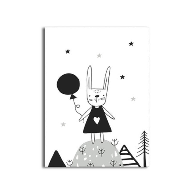 Kids Style Rabbit Wall Art Canvas Textured Pastel Color Painting for Children's Room Clearhalo 'Art Gallery' 'Canvas Art' 'Kids' Arts' 1759817