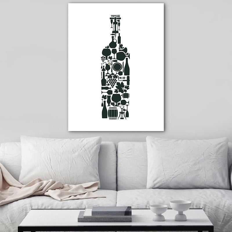 Illustratie wijnset muur kunst decor eetkamer dranken print canvas in lichte kleur