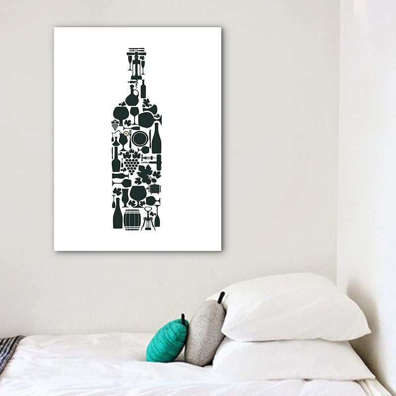 Illustration Wine Set Wall Art Decor Dining Room Drinks Print Canvas in Light Color Clearhalo 'Arts' 'Canvas Art' 1759826