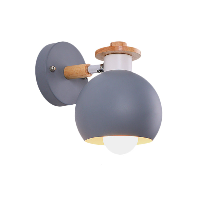 Single Light Spherical Wall Lamp Nordic Metal Sconce Light for Kindergarten Child Bedroom Clearhalo 'Wall Lamps & Sconces' 'Wall Lights' Lighting' 175986