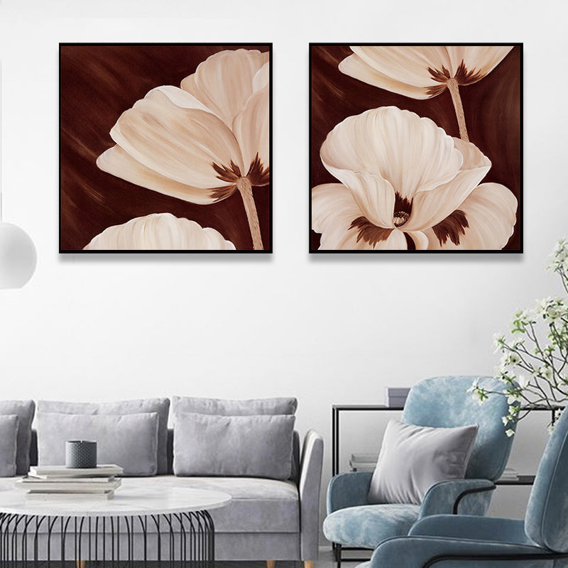 Soft Color Flower Blossom Art Print Textured Modernist Dining Room Canvas, Multiple Sizes Apricot Clearhalo 'Art Gallery' 'Canvas Art' 'Contemporary Art Gallery' 'Modern' Arts' 1759877