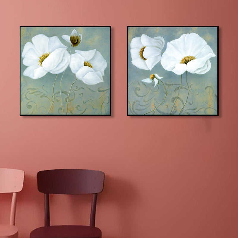 Soft Color Flower Blossom Art Print Textured Modernist Dining Room Canvas, Multiple Sizes White Clearhalo 'Art Gallery' 'Canvas Art' 'Contemporary Art Gallery' 'Modern' Arts' 1759890