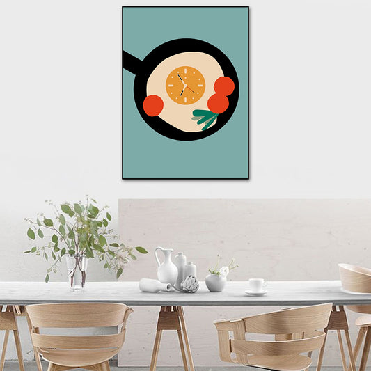 Illustration Childrens Art Canvas Print with Breakfast Pattern in Pastel Color, Textured Clearhalo 'Art Gallery' 'Canvas Art' 'Kids' Arts' 1759895