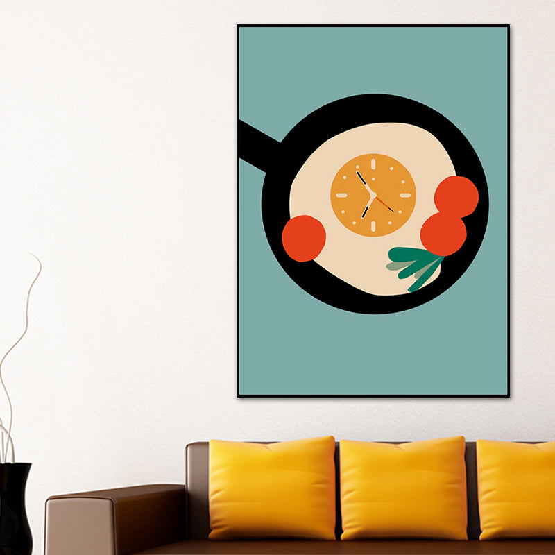 Illustration Childrens Art Canvas Print with Breakfast Pattern in Pastel Color, Textured Clearhalo 'Art Gallery' 'Canvas Art' 'Kids' Arts' 1759896