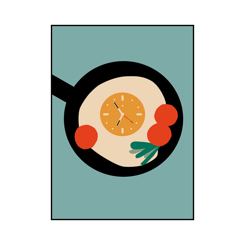 Illustration Childrens Art Canvas Print with Breakfast Pattern in Pastel Color, Textured Clearhalo 'Art Gallery' 'Canvas Art' 'Kids' Arts' 1759897