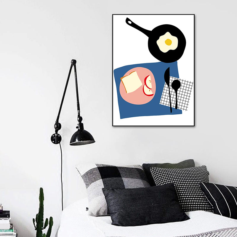 Illustration Childrens Art Canvas Print with Breakfast Pattern in Pastel Color, Textured Clearhalo 'Art Gallery' 'Canvas Art' 'Kids' Arts' 1759902