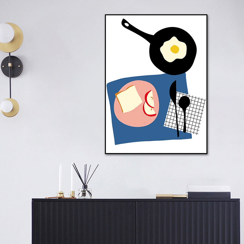 Illustration Childrens Art Canvas Print with Breakfast Pattern in Pastel Color, Textured Clearhalo 'Art Gallery' 'Canvas Art' 'Kids' Arts' 1759903