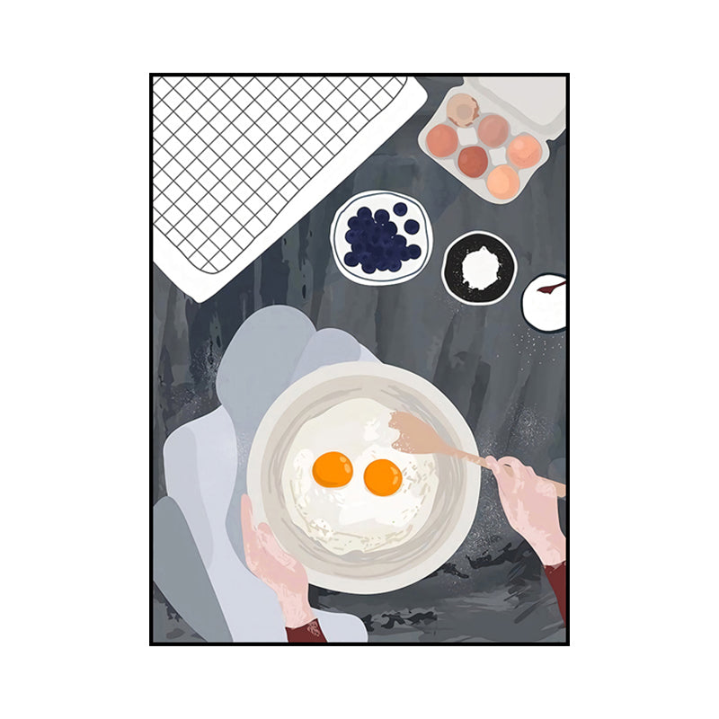 Illustration Childrens Art Canvas Print with Breakfast Pattern in Pastel Color, Textured Clearhalo 'Art Gallery' 'Canvas Art' 'Kids' Arts' 1759912