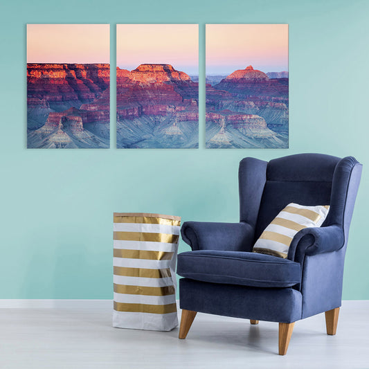 Photography Canvas Modern Style Wall Art Print Mountains Landscape in Pastel Color, Set of Three Clearhalo 'Art Gallery' 'Canvas Art' 'Contemporary Art Gallery' 'Modern' Arts' 1759953