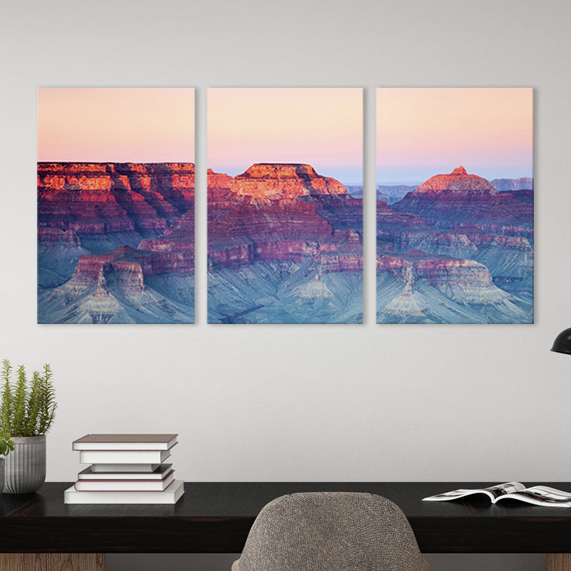 Photography Canvas Modern Style Wall Art Print Mountains Landscape in Pastel Color, Set of Three Clearhalo 'Art Gallery' 'Canvas Art' 'Contemporary Art Gallery' 'Modern' Arts' 1759954