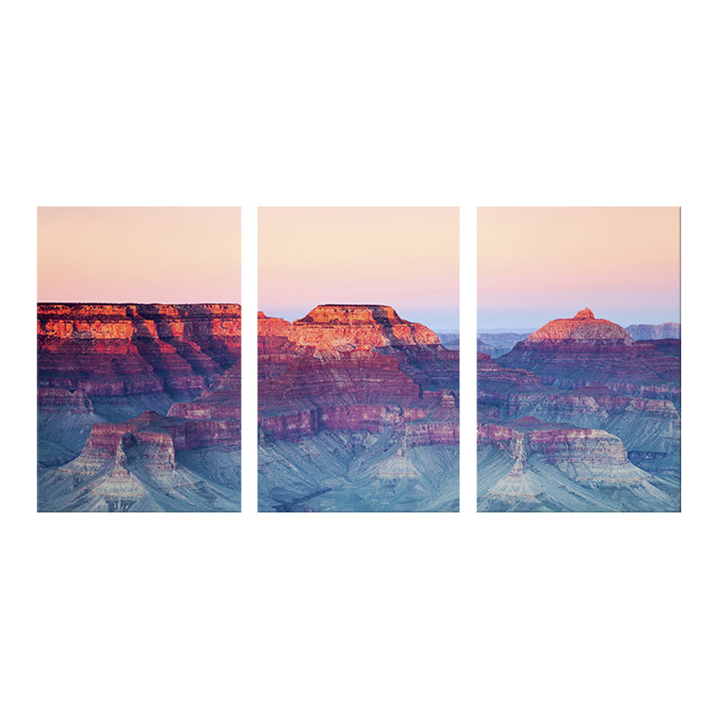 Photography Canvas Modern Style Wall Art Print Mountains Landscape in Pastel Color, Set of Three Clearhalo 'Art Gallery' 'Canvas Art' 'Contemporary Art Gallery' 'Modern' Arts' 1759955