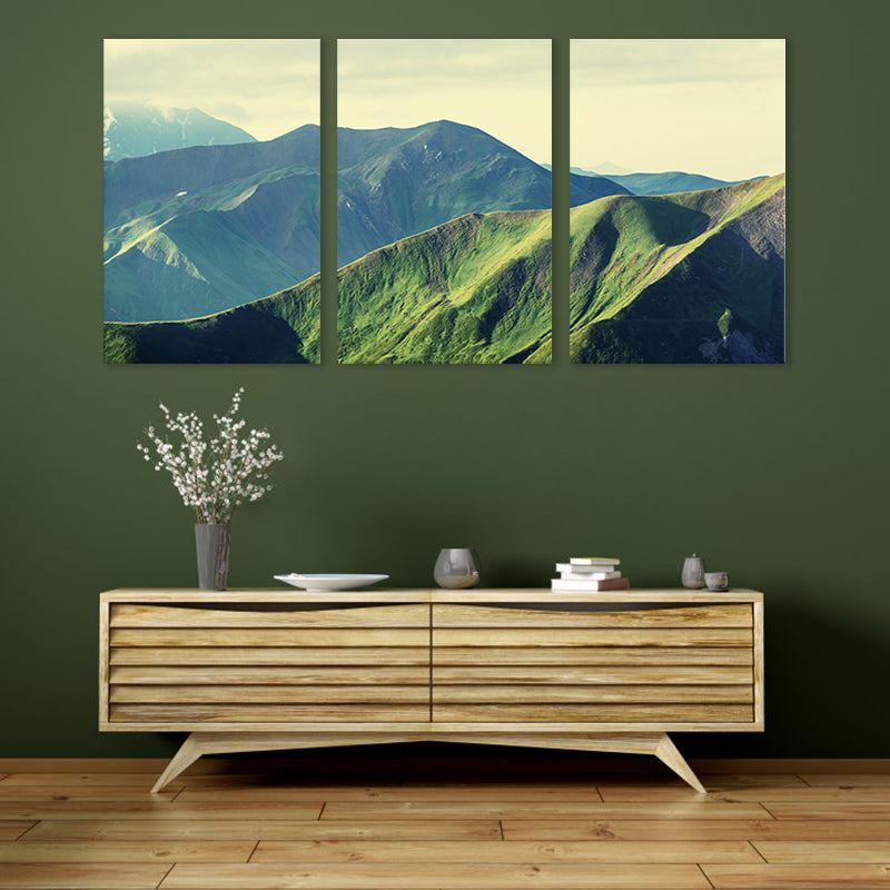 Photography Canvas Modern Style Wall Art Print Mountains Landscape in Pastel Color, Set of Three Clearhalo 'Art Gallery' 'Canvas Art' 'Contemporary Art Gallery' 'Modern' Arts' 1759960