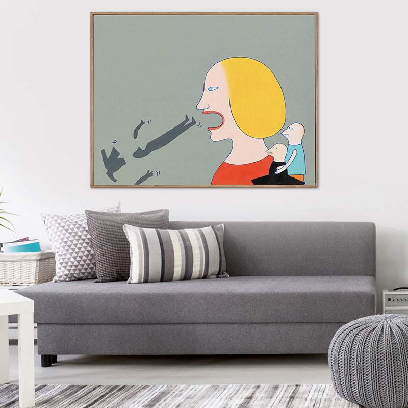 Funny Spoof Painting Canvas Living Room Figure Print Wall Art Decor in Yellow-Red Clearhalo 'Arts' 'Canvas Art' 1759990