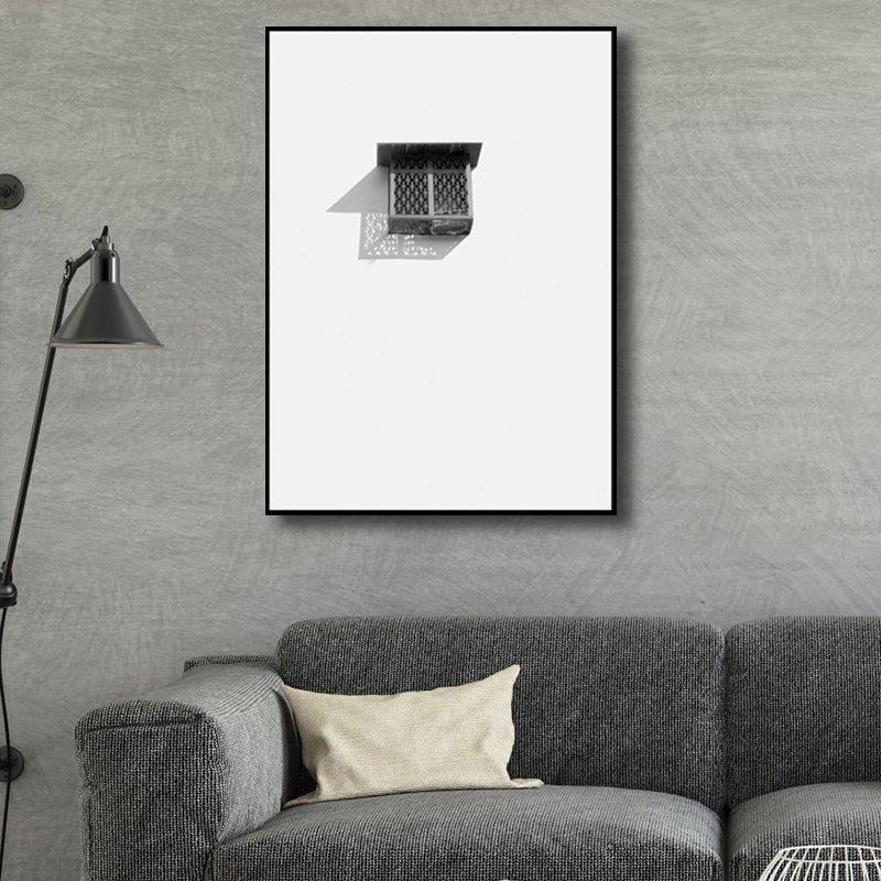 Photo Window and Shadow Art Print Black and White Minimalist Wall Decor for Studio Clearhalo 'Art Gallery' 'Canvas Art' 'Contemporary Art Gallery' 'Modern' Arts' 1759999