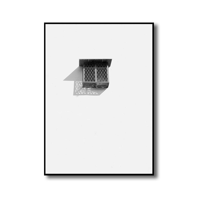 Photo Window and Shadow Art Print Black and White Minimalist Wall Decor for Studio Clearhalo 'Art Gallery' 'Canvas Art' 'Contemporary Art Gallery' 'Modern' Arts' 1760000