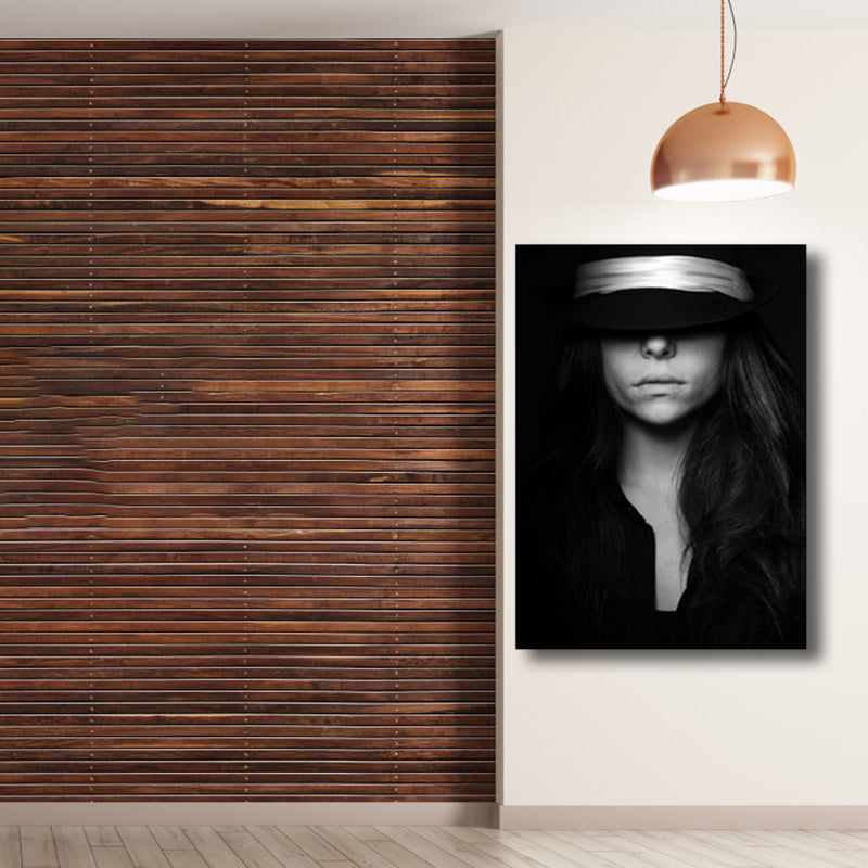 Black Photographic Woman Wall Art Fashion Glam Textured Canvas Print for Girls Room Clearhalo 'Arts' 'Canvas Art' 1760006